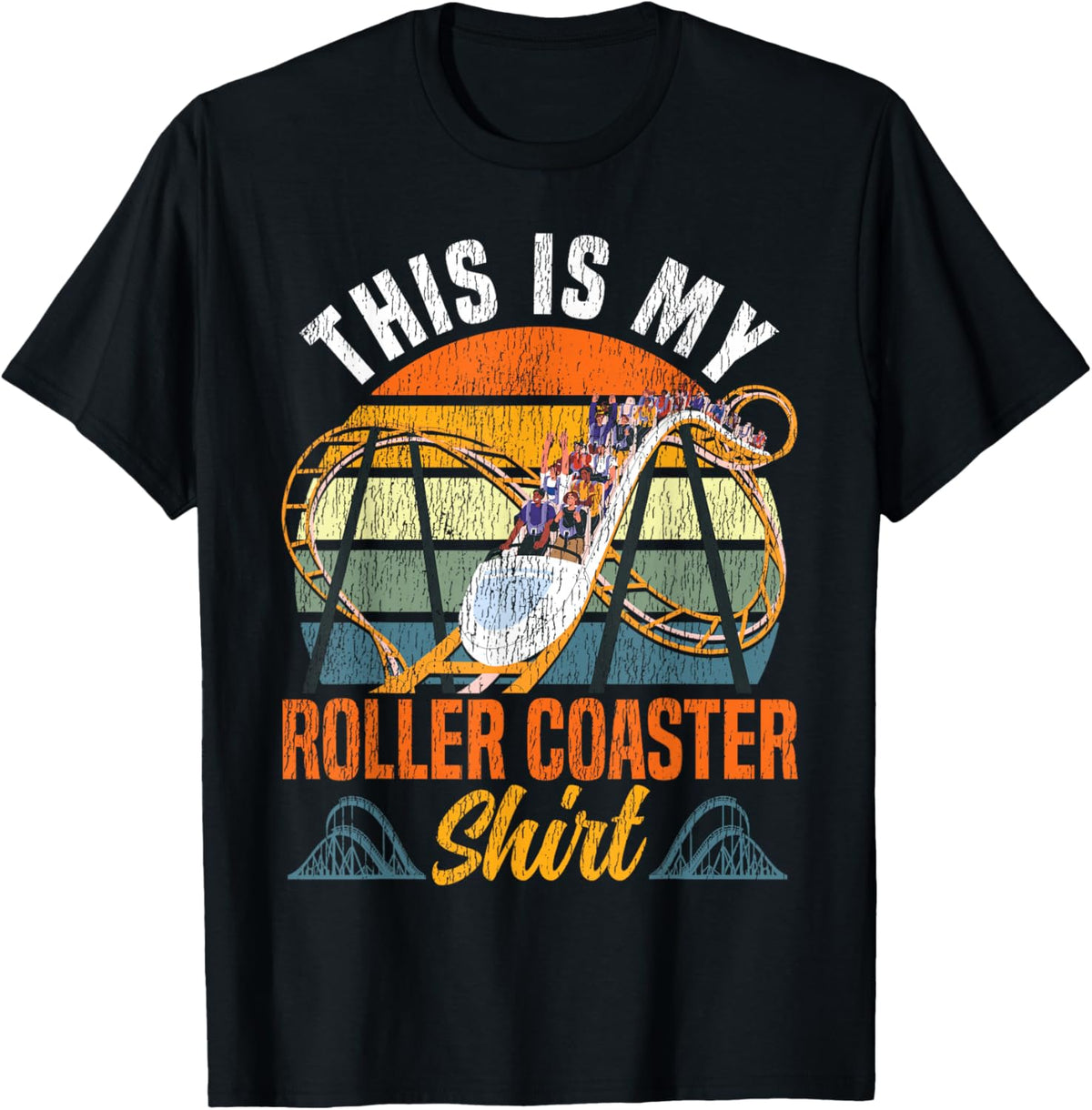 Roller Coaster Retro Vintage This is My Roller Coaster Shirt T-Shirt - T-Shirt | Black
