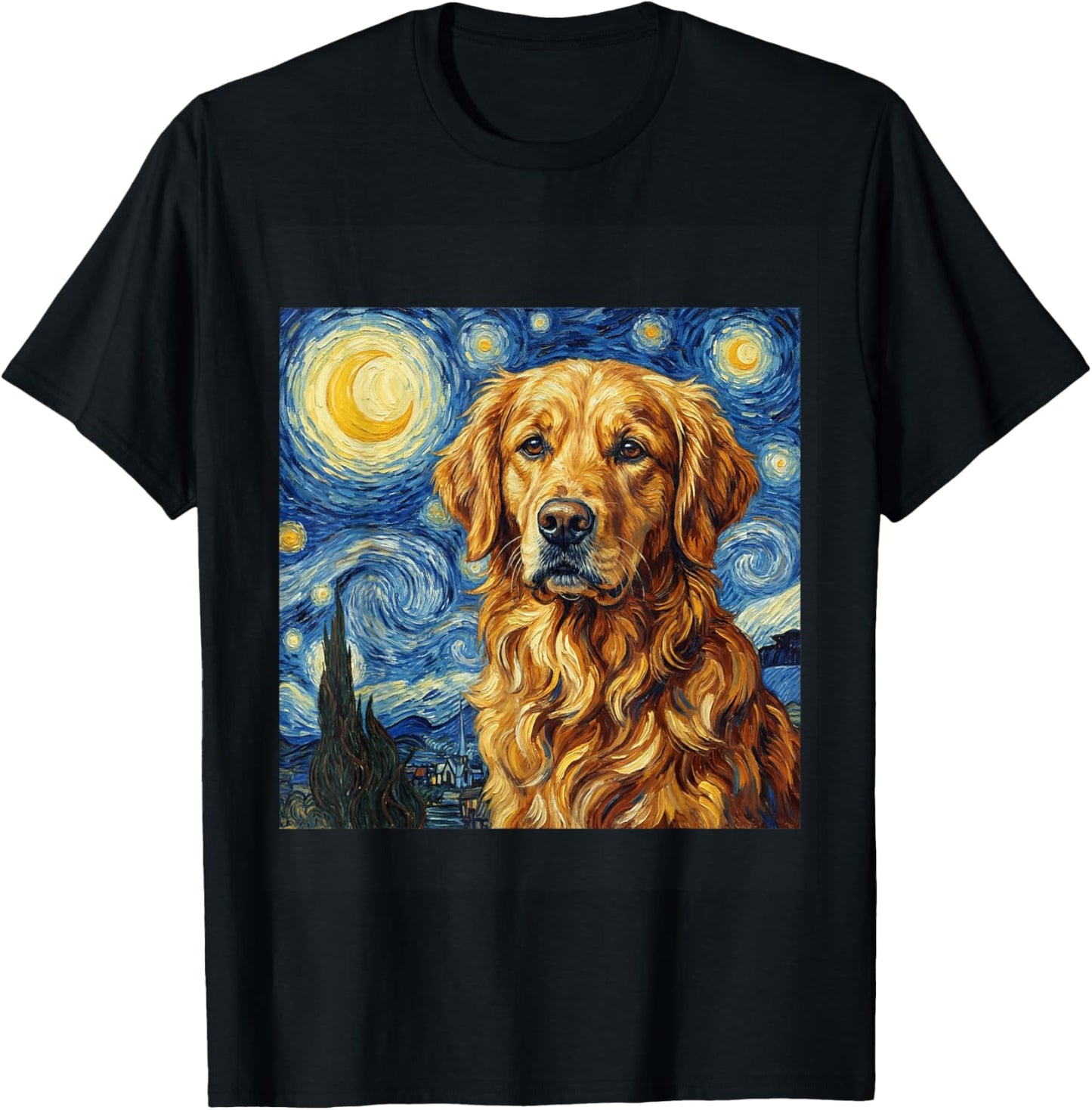 Golden Retriever Starry Night Dog Lover T-Shirt - T-Shirt | Black