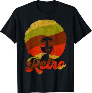 Retro 70s 80s Style Black History Month Afro Women Girls T-Shirt - T-Shirt | Black