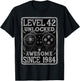 Level 42 Unlocked Awesome Since 1984 42nd Birthday Gaming T-Shirt - T-Shirt | Black