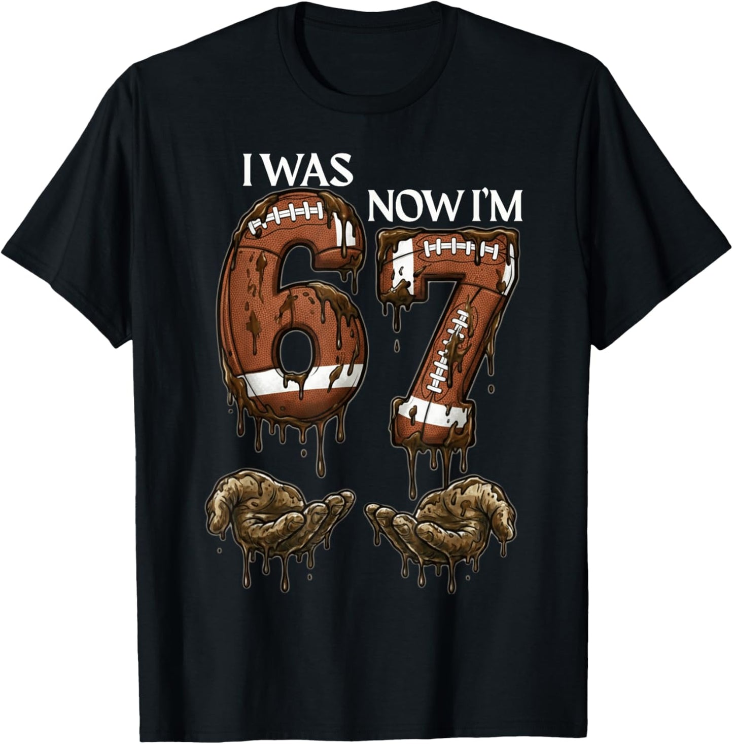 I was 6 Now I'm 7 Funny Football 6 7 Birthday Boys Girls T-Shirt - T-Shirt | Black