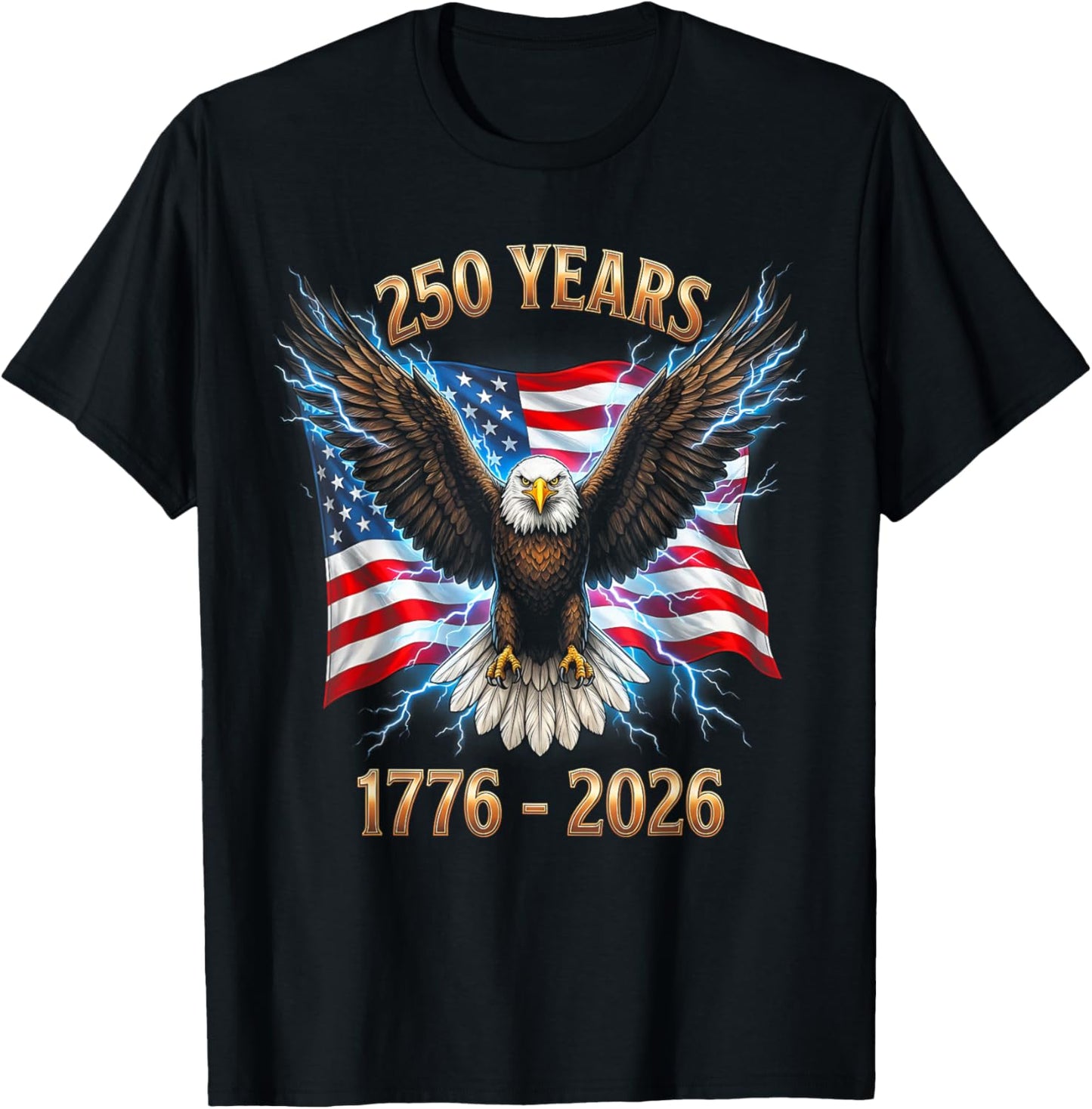250th Birthday 250 Years USA 1776 2026 T-Shirt - T-Shirt | Black