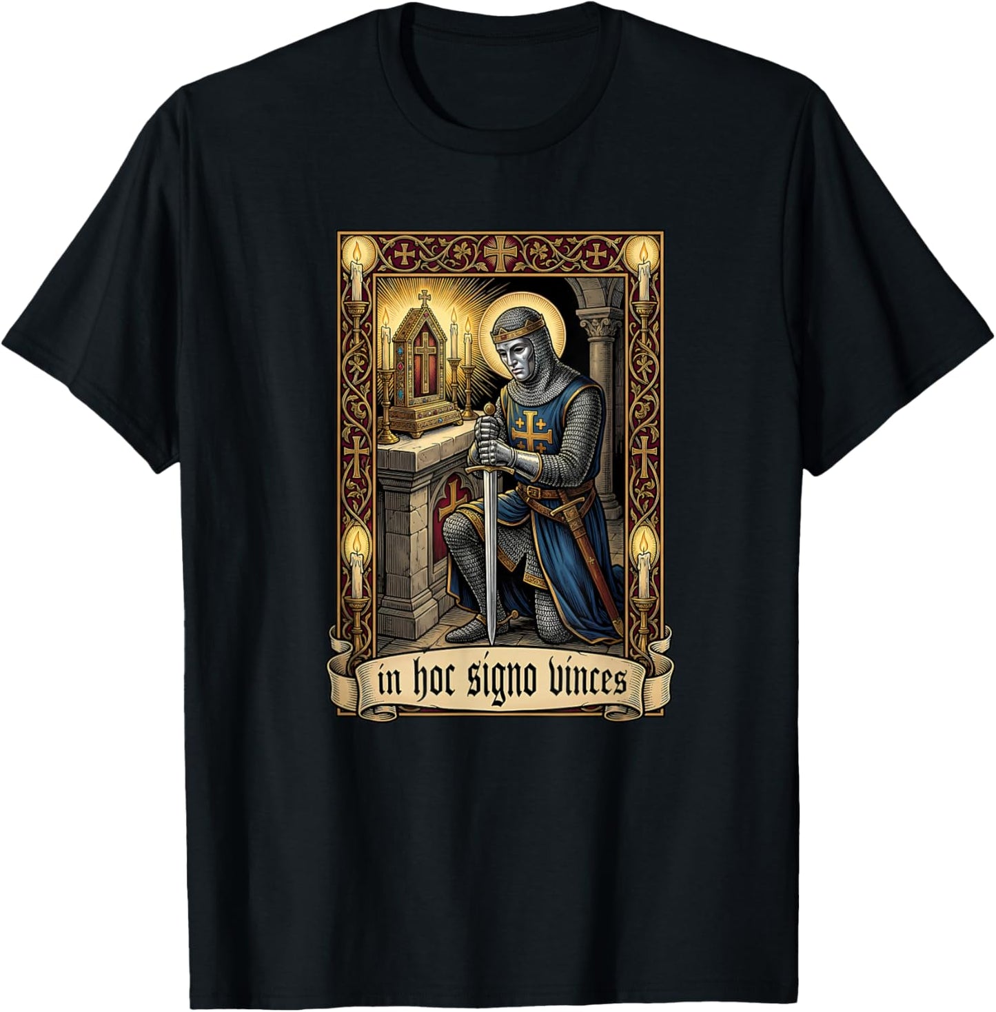 King Baldwin IV Jerusalem Cross Catholic T-Shirt - T-Shirt | Black