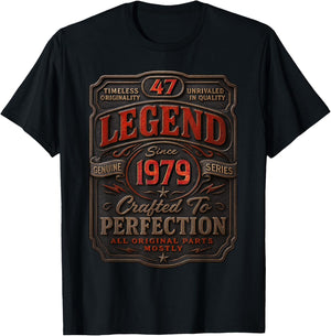Vintage 1979 Limited Edition Shirt 47 Year Old 47th Birthday T-Shirt - T-Shirt | Black