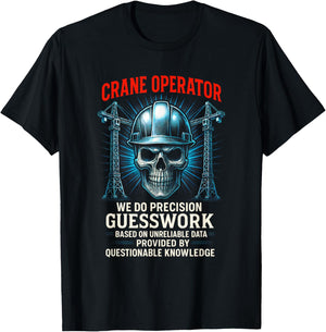 Crane Operator - Skull USA Construction T-Shirt - T-Shirt | Black