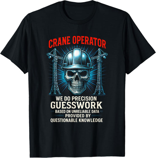 Crane Operator - Skull USA Construction T-Shirt - T-Shirt | Black