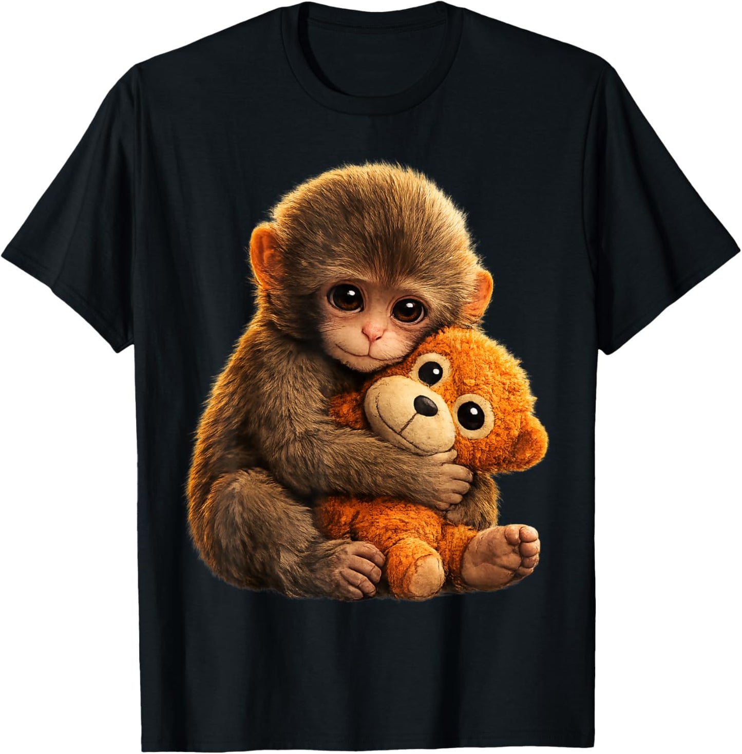 Cute Baby Monkey Punch Viral Zoo Japan Design T-Shirt - T-Shirt | Black