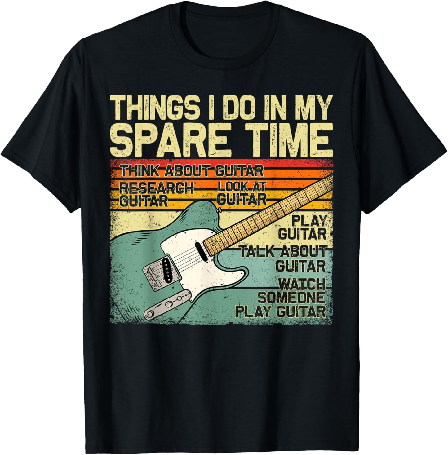 Things I Do in My Spare Time Funny Guitar Bass Guitarist T-Shirt - T-Shirt | Black