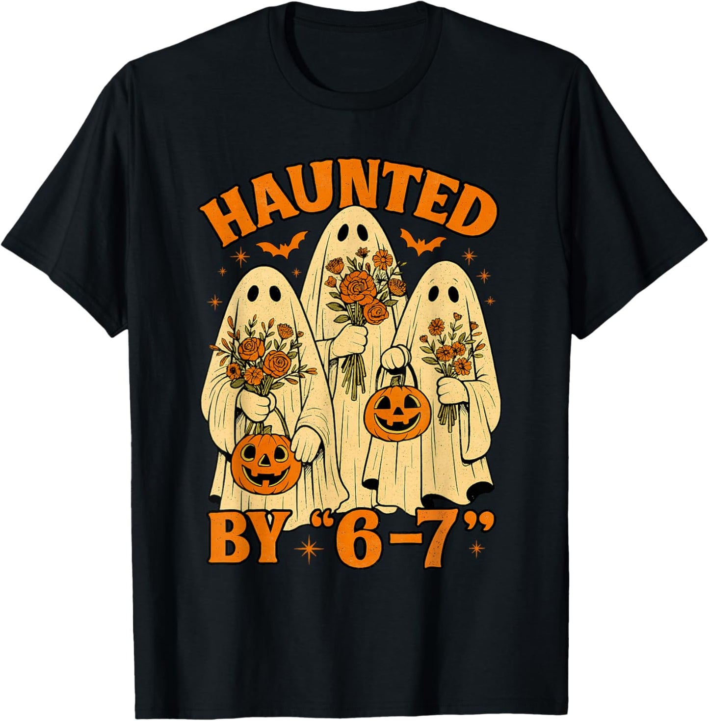 67 Meme Trendy Ghost Halloween Funny Six Seven Gen Alpha Z T-Shirt - T-Shirt | Black