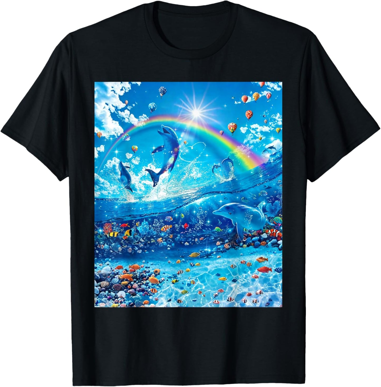 Dolphin Core Aesthetic Symphony Meme Full Rectangle Fill T-Shirt - T-Shirt | Black