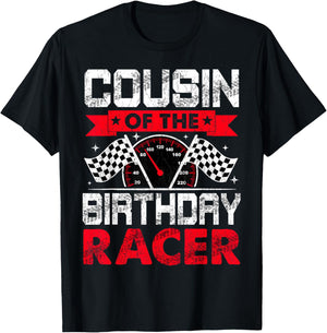 Cousin of The Birthday Racer Bday Racing Car Family T-Shirt - T-Shirt | Black