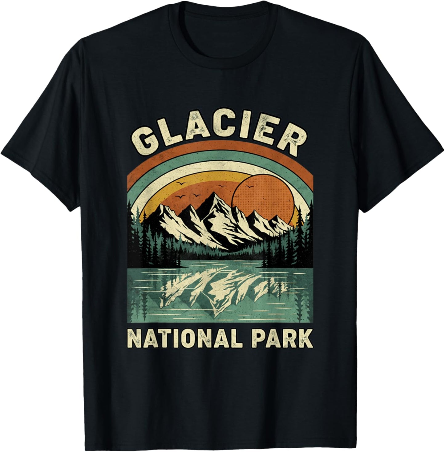 Glacier National Park Hiking Souvenir Adventure Outdoor T-Shirt - T-Shirt | Black