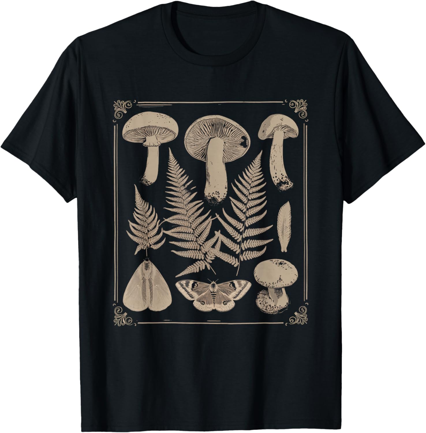 Fairycore Butterfly Grunge Therian Moth Floral Aesthetic T-Shirt - T-Shirt | Black