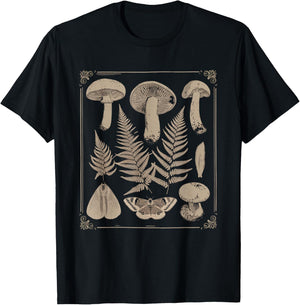 Fairycore Butterfly Grunge Therian Moth Floral Aesthetic T-Shirt - T-Shirt | Black