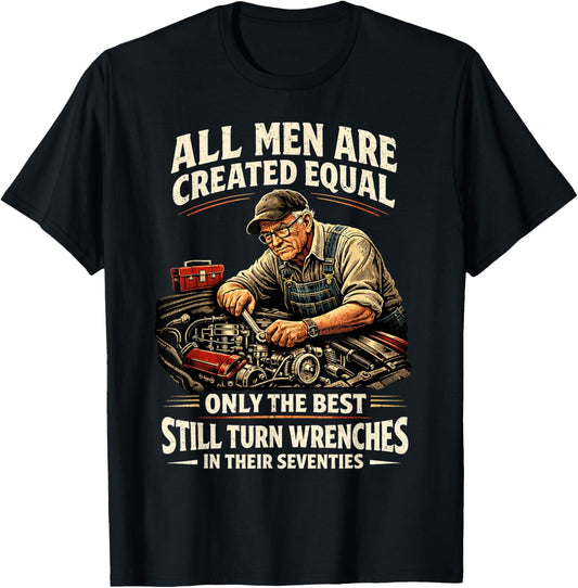 70th Birthday Turn Wrenches Vintage Mechanic Seventies T-Shirt - T-Shirt | Black