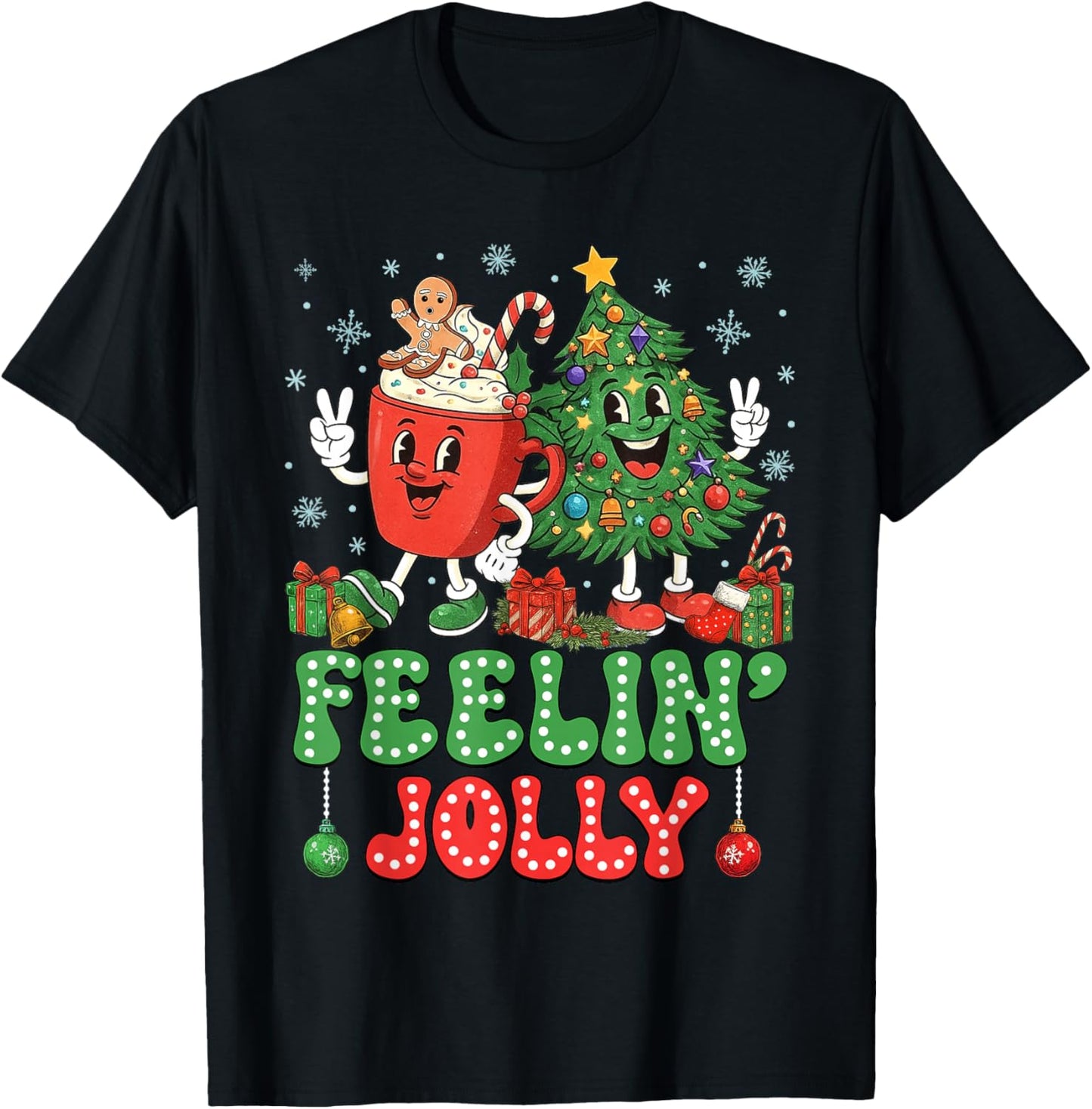 Retro Christmas Feeling Jolly Xmas Tree Coffee Latte Kids T-Shirt - T-Shirt | Black