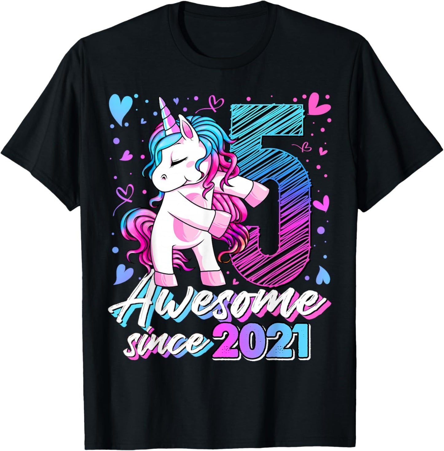 5th Birthday Shirt Girl 5 Year Old Gifts 5 Birthday Girl T-Shirt - T-Shirt | Black