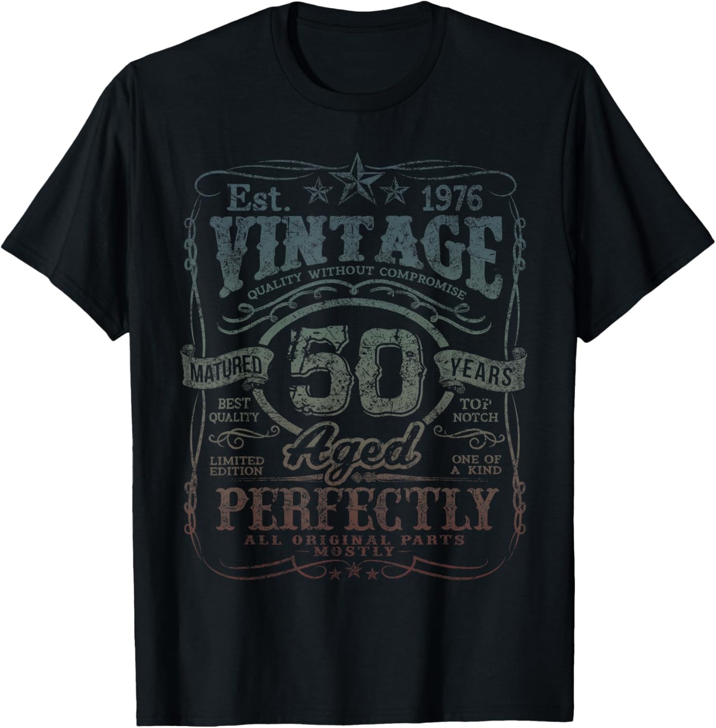 Vintage 1976 Limited Edition Shirt 50 Year Old 50th Birthday T-Shirt - T-Shirt | Black