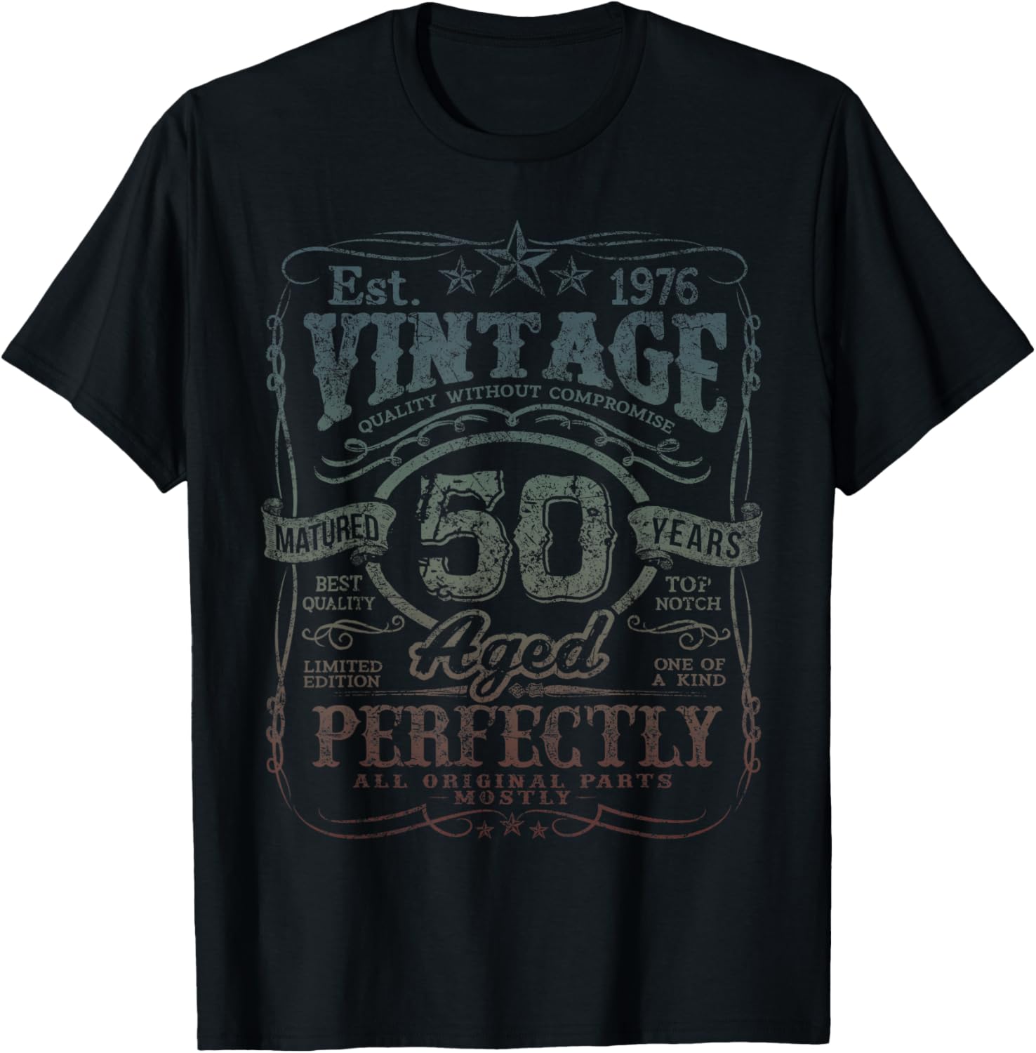 Vintage 1976 Limited Edition Shirt 50 Year Old 50th Birthday T-Shirt - T-Shirt | Black