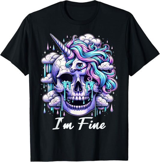 Sarcastic I'm Fine Quote for Busy Moms T-Shirt - T-Shirt | Black
