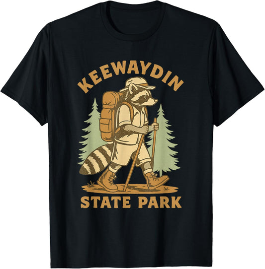 Awesome Keewaydin State Park, NY Hiking Racoon Gifts Hikers T-Shirt - T-Shirt | Black