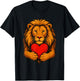 Lion Hugging Valentine Heart - Lions Valentines Day T-Shirt - T-Shirt | Black