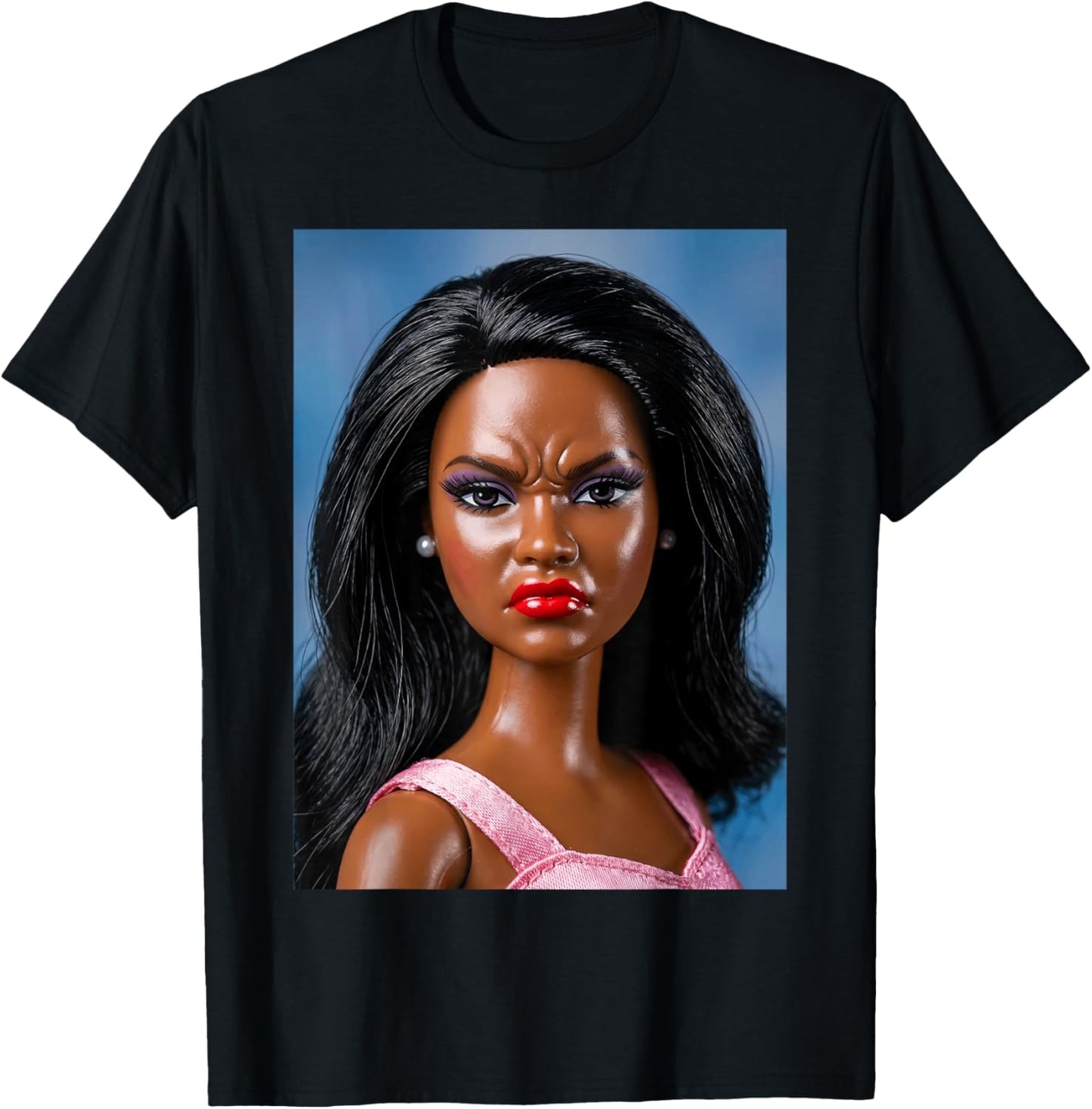 Angry Disgusted Black Doll Face Meme Reaction Meme Funny T-Shirt - T-Shirt | Black