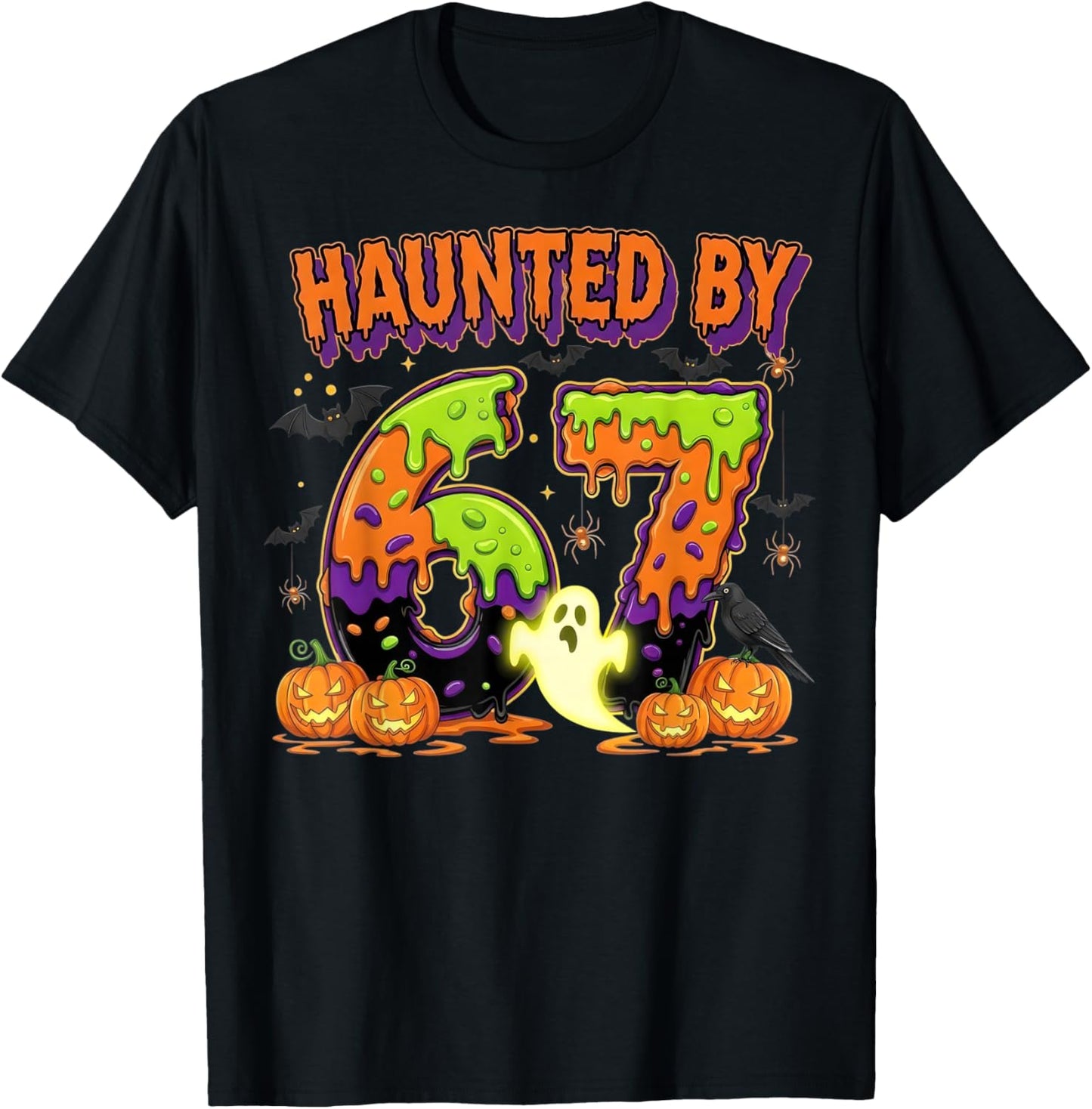 Haunted by 6-7 Retro Halloween 67 Ghost Pumpkin Funny Kids T-Shirt - T-Shirt | Black
