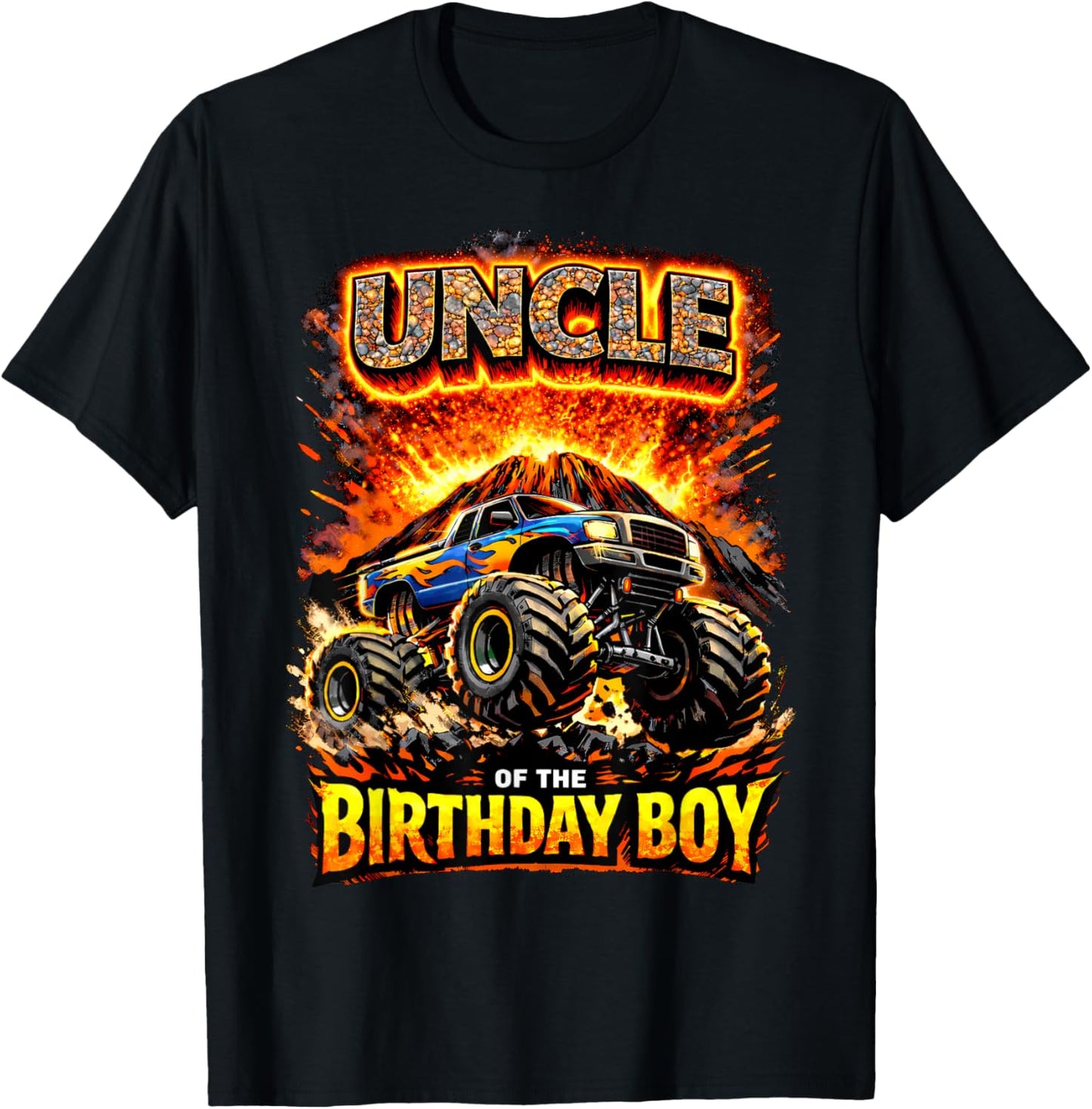 Uncle of The Birthday Boy Monster Truck Birthday Party T-Shirt - T-Shirt | Black