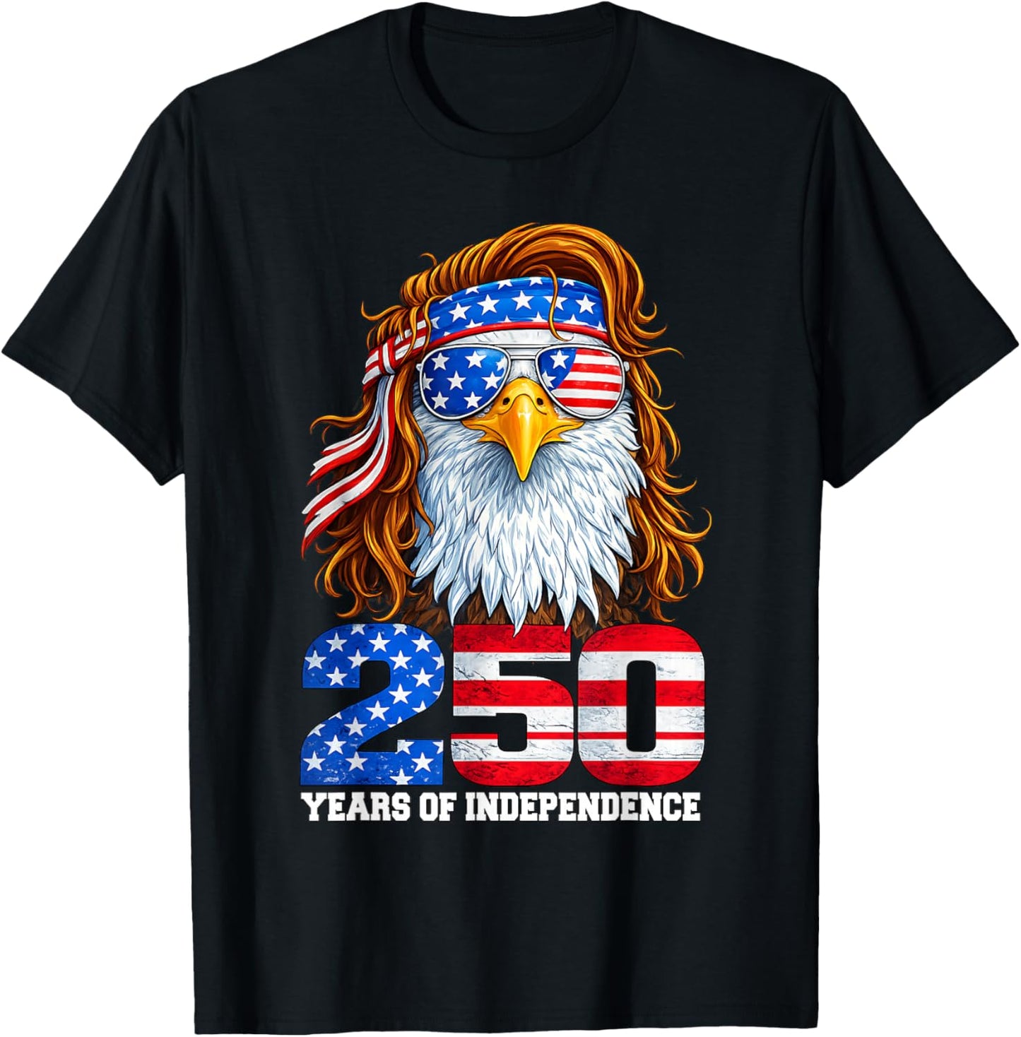4th July American Flag Eagle Vintage 250 Years 1776 2026 T-Shirt - T-Shirt | Black
