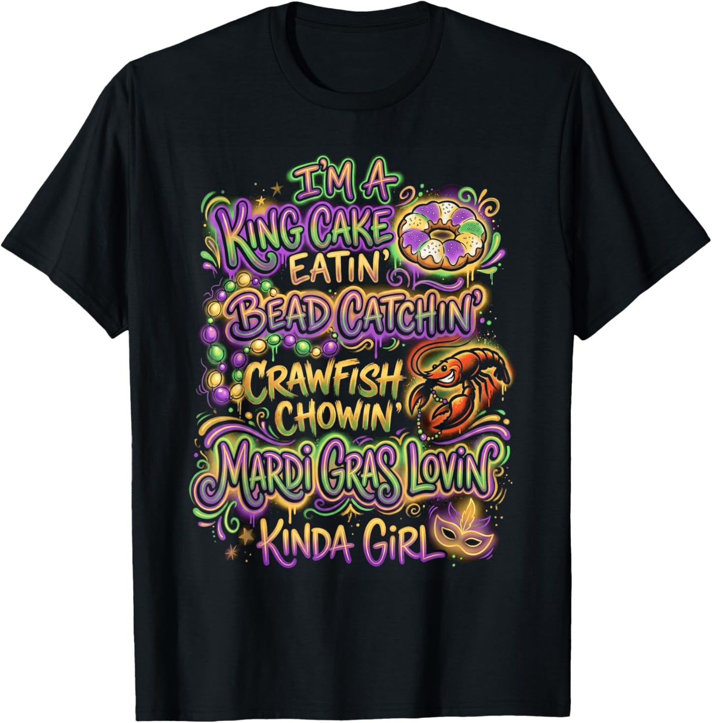 Beads Crawfish Parade Carnival T-Shirt - T-Shirt | Black