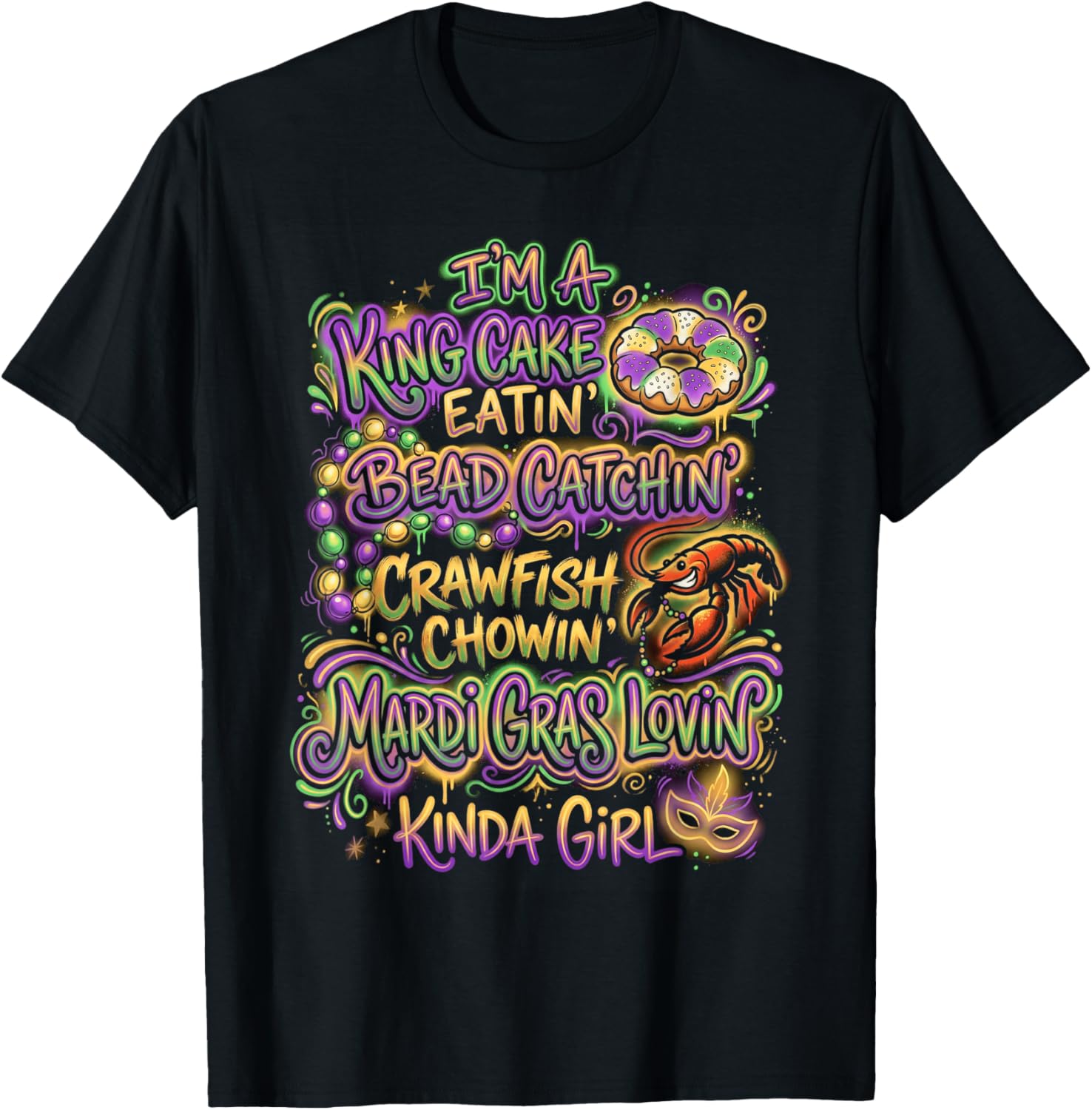 Beads Crawfish Parade Carnival T-Shirt - T-Shirt | Black