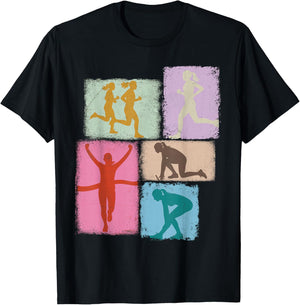 Running Collage Runner Women Coach Marathoner Run Mom T-Shirt - T-Shirt | Black