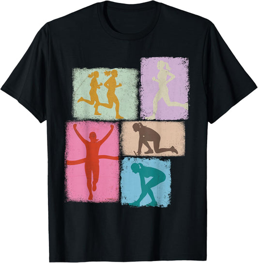 Running Collage Runner Women Coach Marathoner Run Mom T-Shirt - T-Shirt | Black