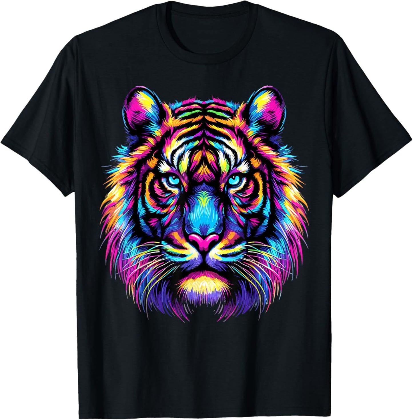 Colorful Tiger Head T-Shirt - T-Shirt | Black