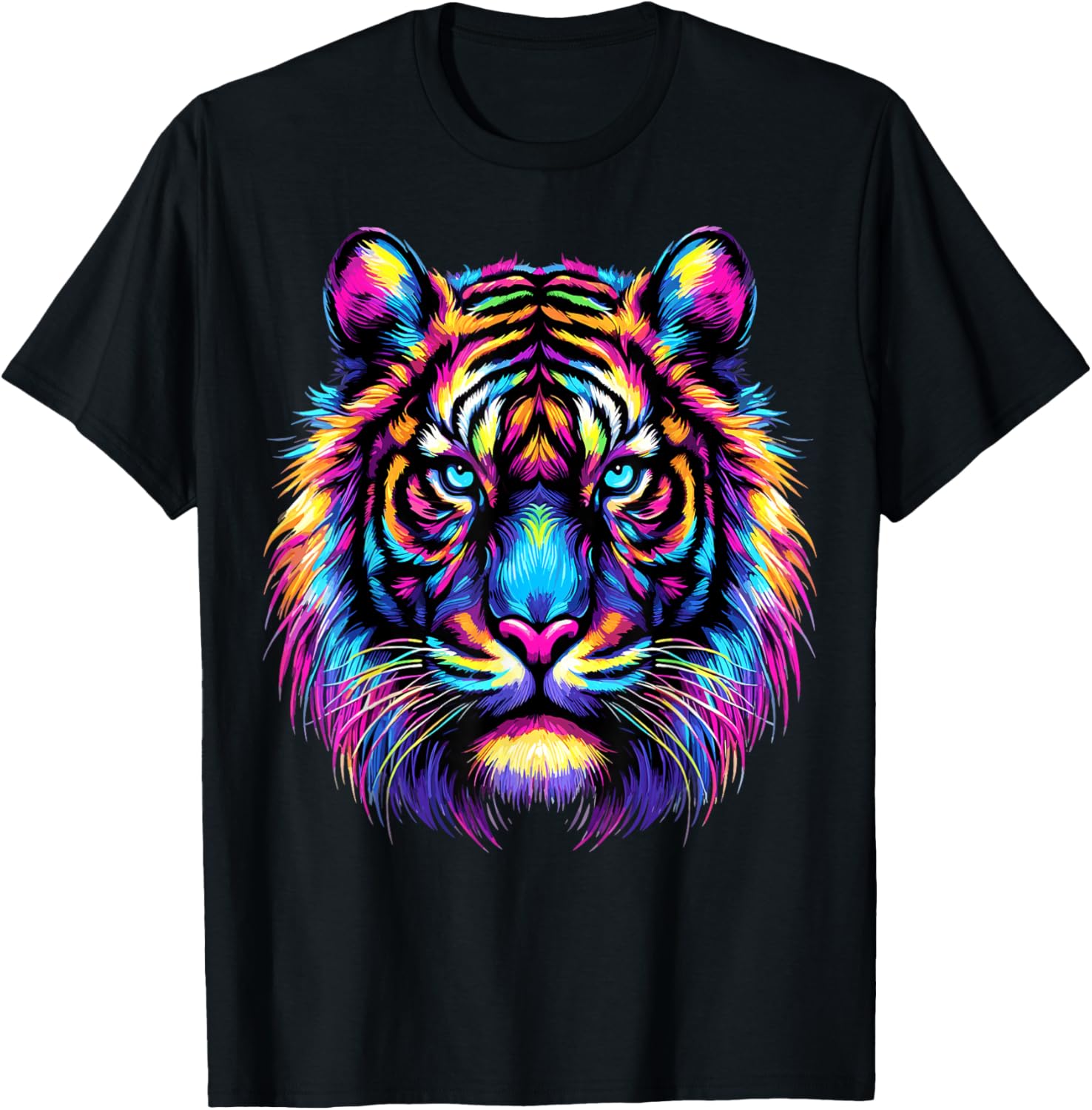 Colorful Tiger Head T-Shirt - T-Shirt | Black