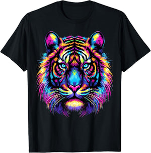 Colorful Tiger Head T-Shirt - T-Shirt | Black