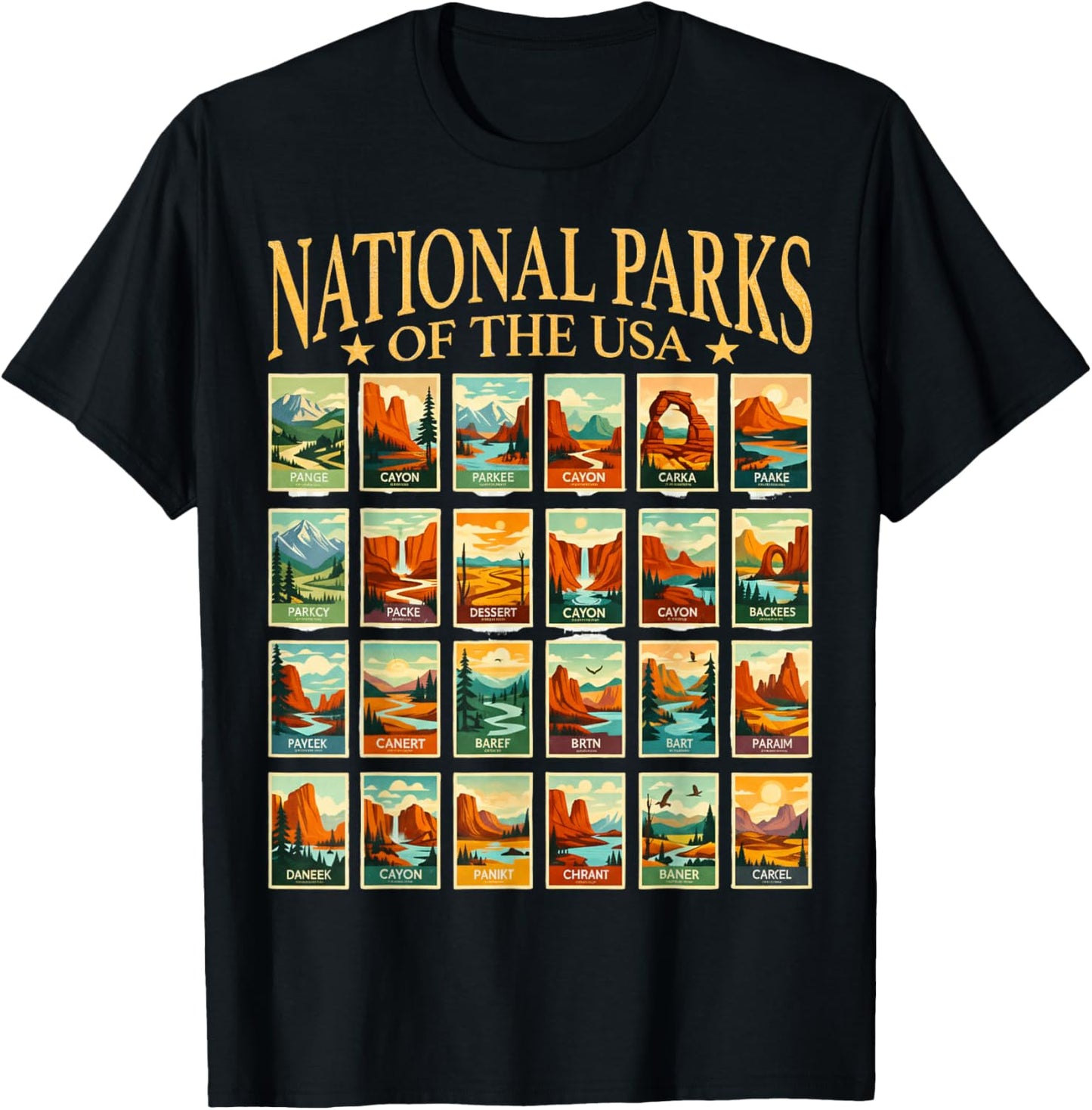 American National Park USA List of National Park Checklist T-Shirt - T-Shirt | Black