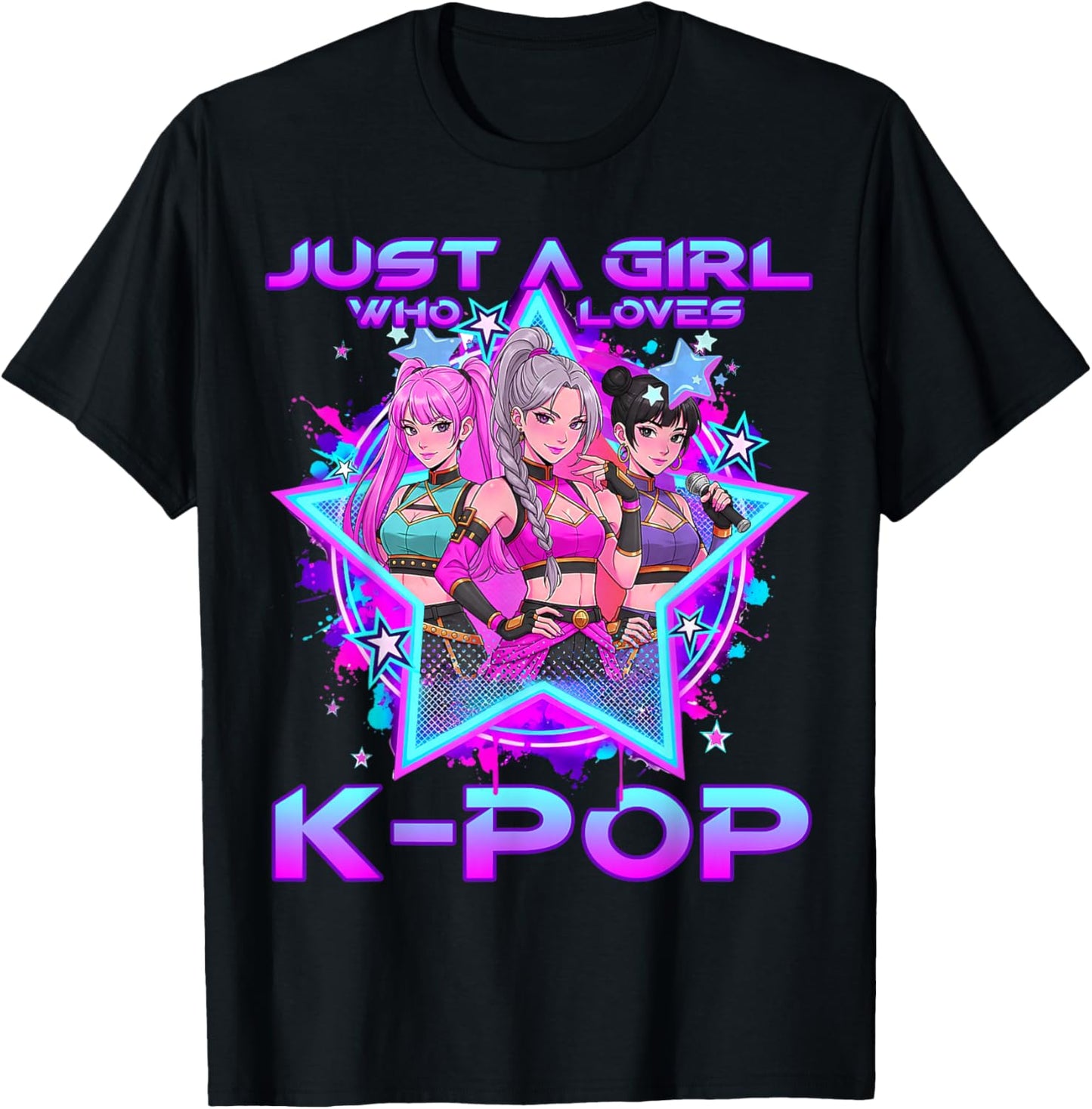 Just A Girl Who Loves K-pop Kids Girls K-pop Birthday Kpop T-Shirt - T-Shirt | Black