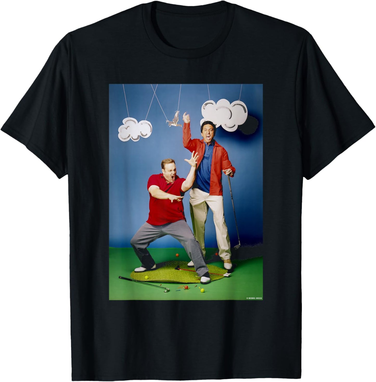 Ray Romano Kevin James Actors Golf Set by Michael Grecco T-Shirt - T-Shirt | Black