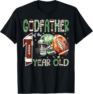 Godfather of The 1 Year Old Football Lover 1st Birthday Boy T-Shirt - T-Shirt | Black