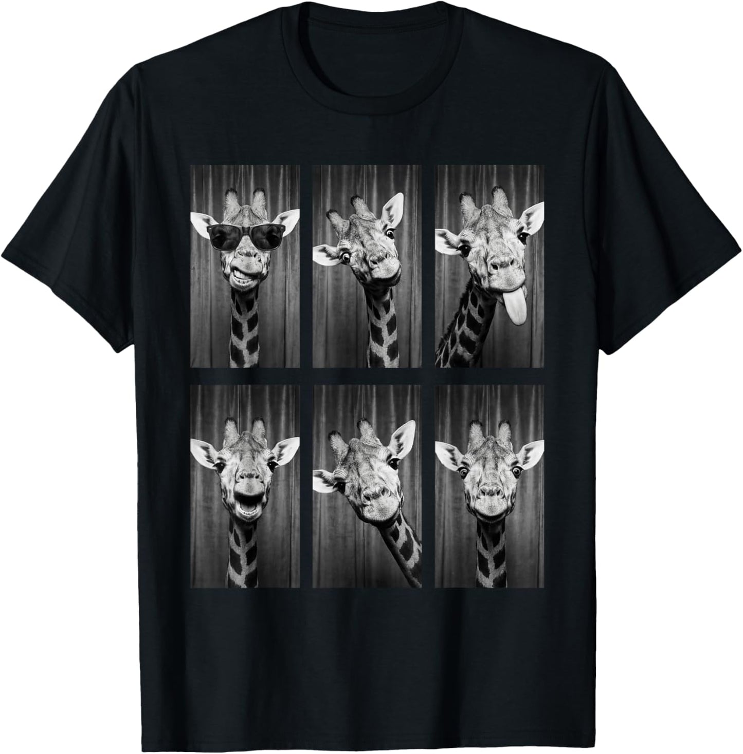 Giraffe Photobooth Funny Safari Animal Portrait T-Shirt - T-Shirt | Black