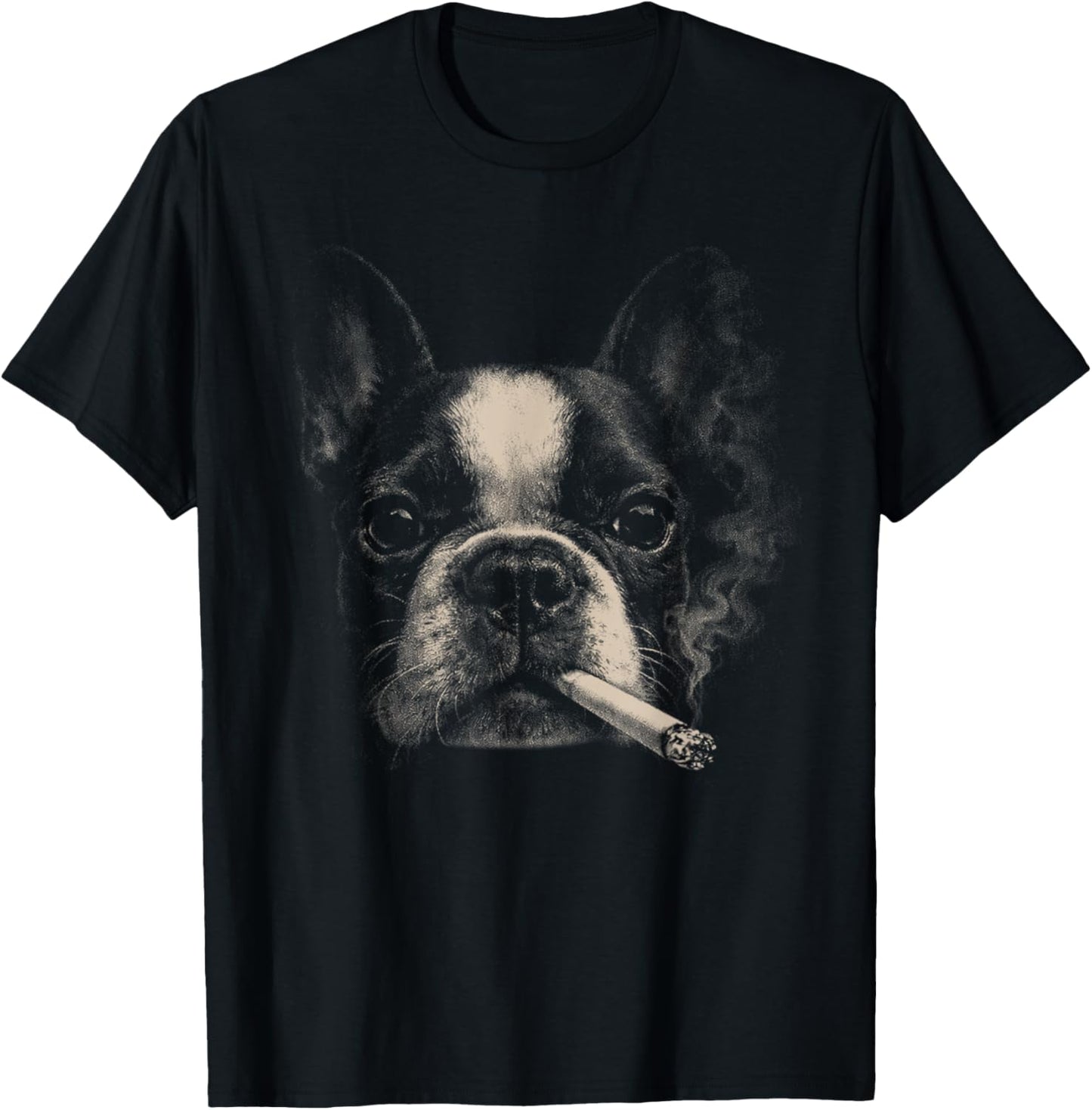 Dog Smoking Funny Boston Terrier Smoking Dog Meme T-Shirt - T-Shirt | Black