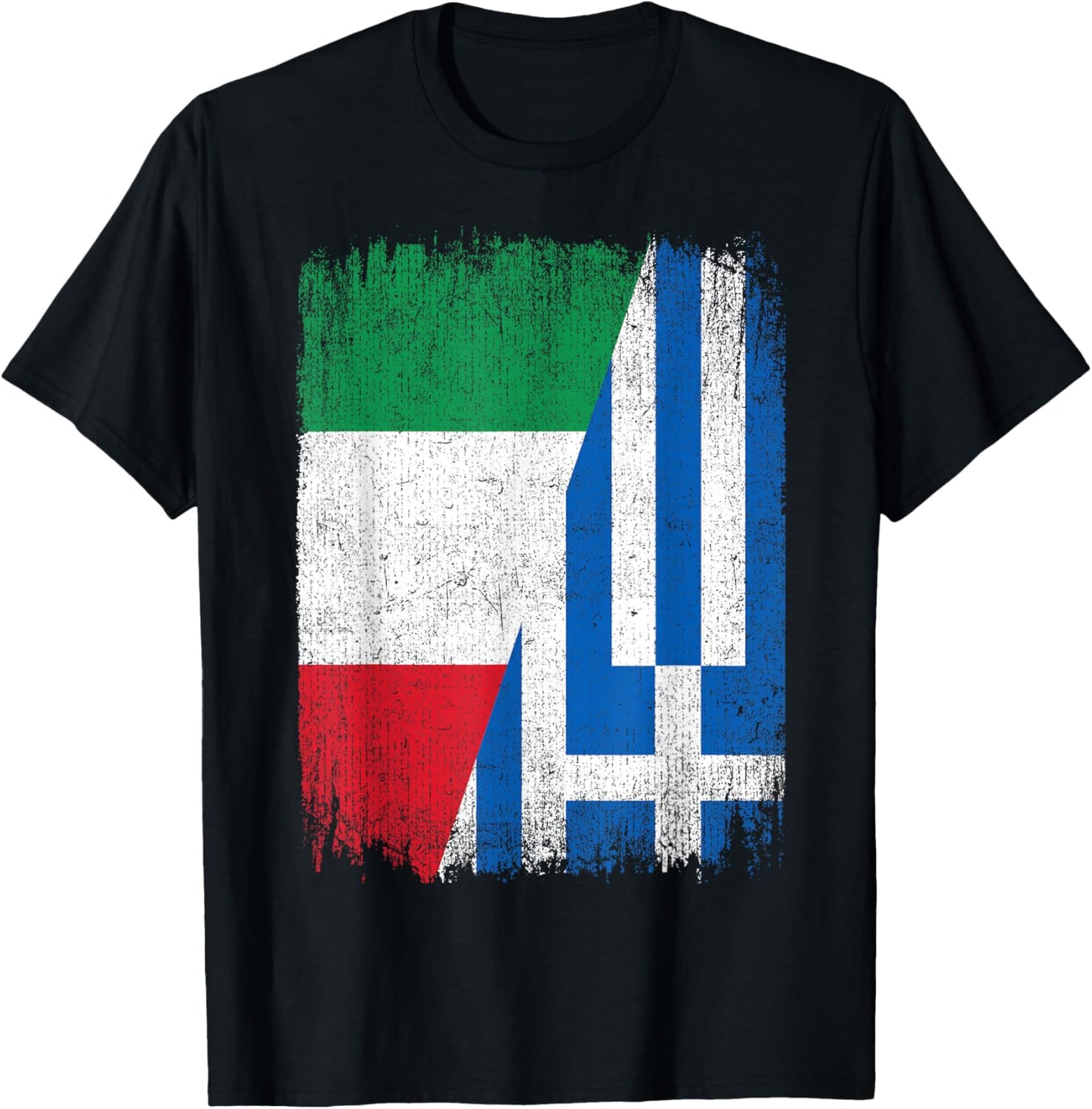 Half Italy Greece Flag Italian Greek Pride Roots T-Shirt - T-Shirt | Black