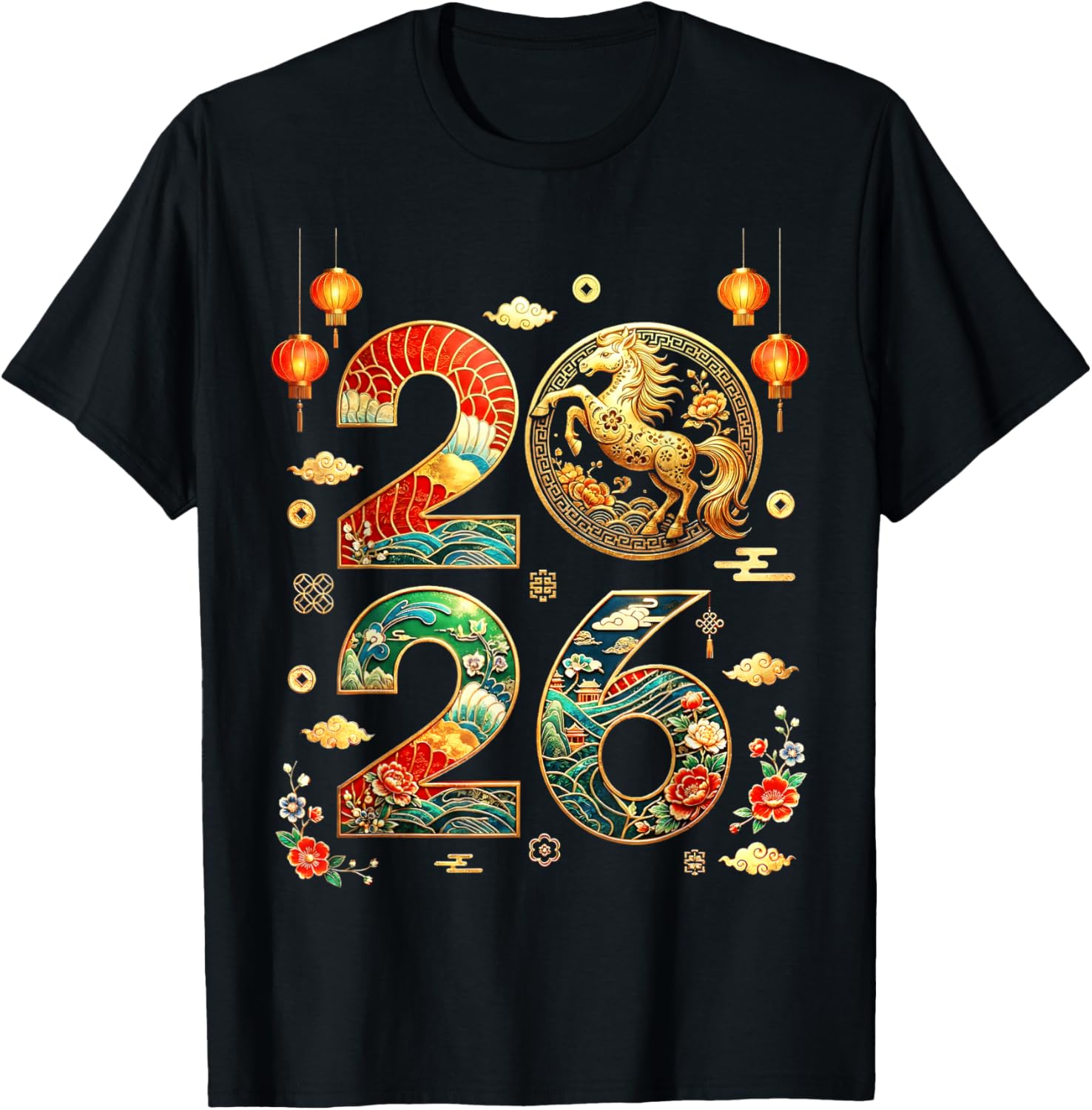 Year of The Horse 2026 Chinese New Year Lunar New Year Horse T-Shirt - T-Shirt | Black