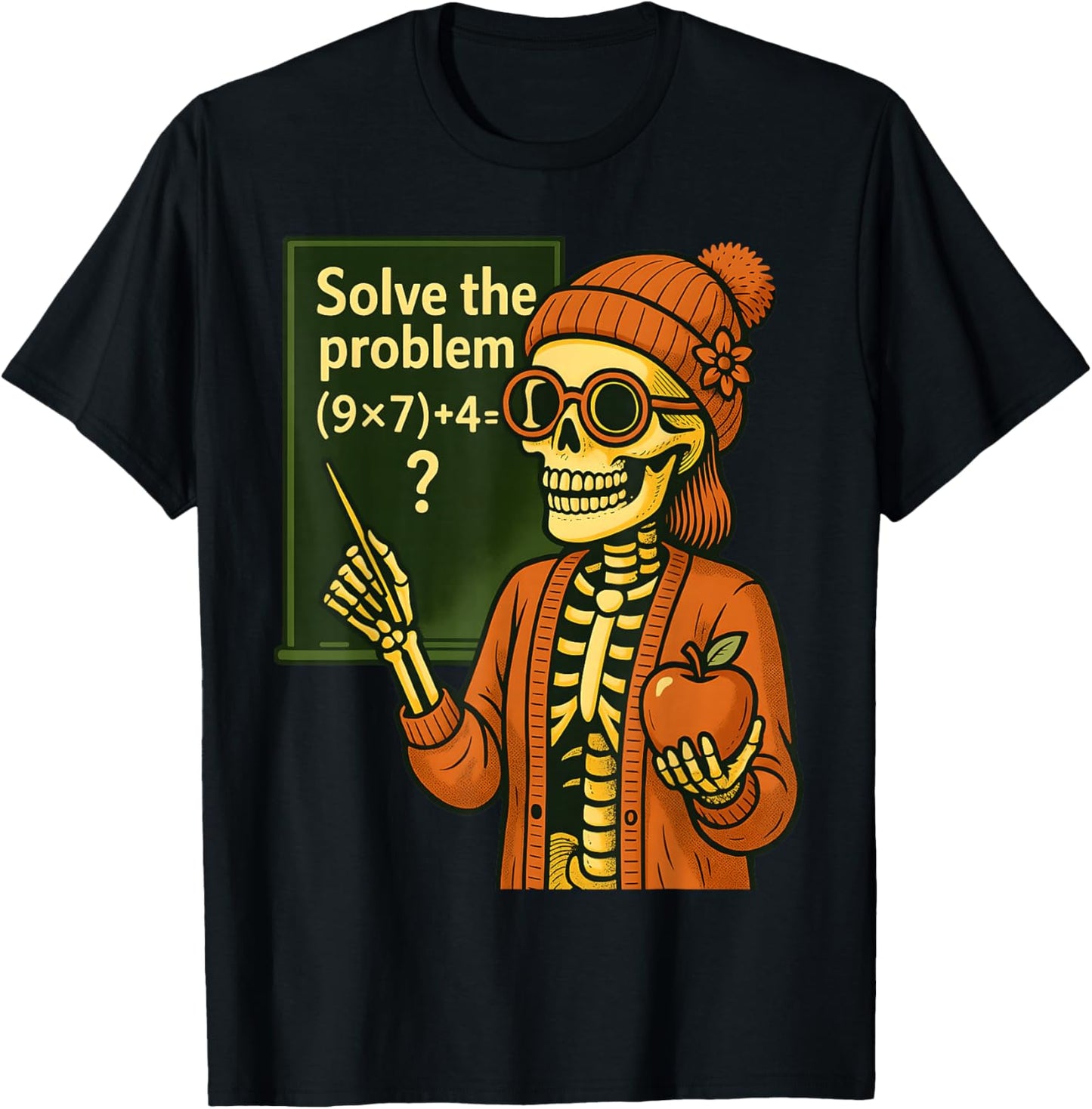 HUGvyn Halloween Skeleton Six Seven 67 Meme PEMDAS Teacher T-Shirt - T-Shirt | Black