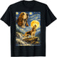 Basset Hound Starry Night Van Gogh Cute Howling Dog T-Shirt - T-Shirt | Black