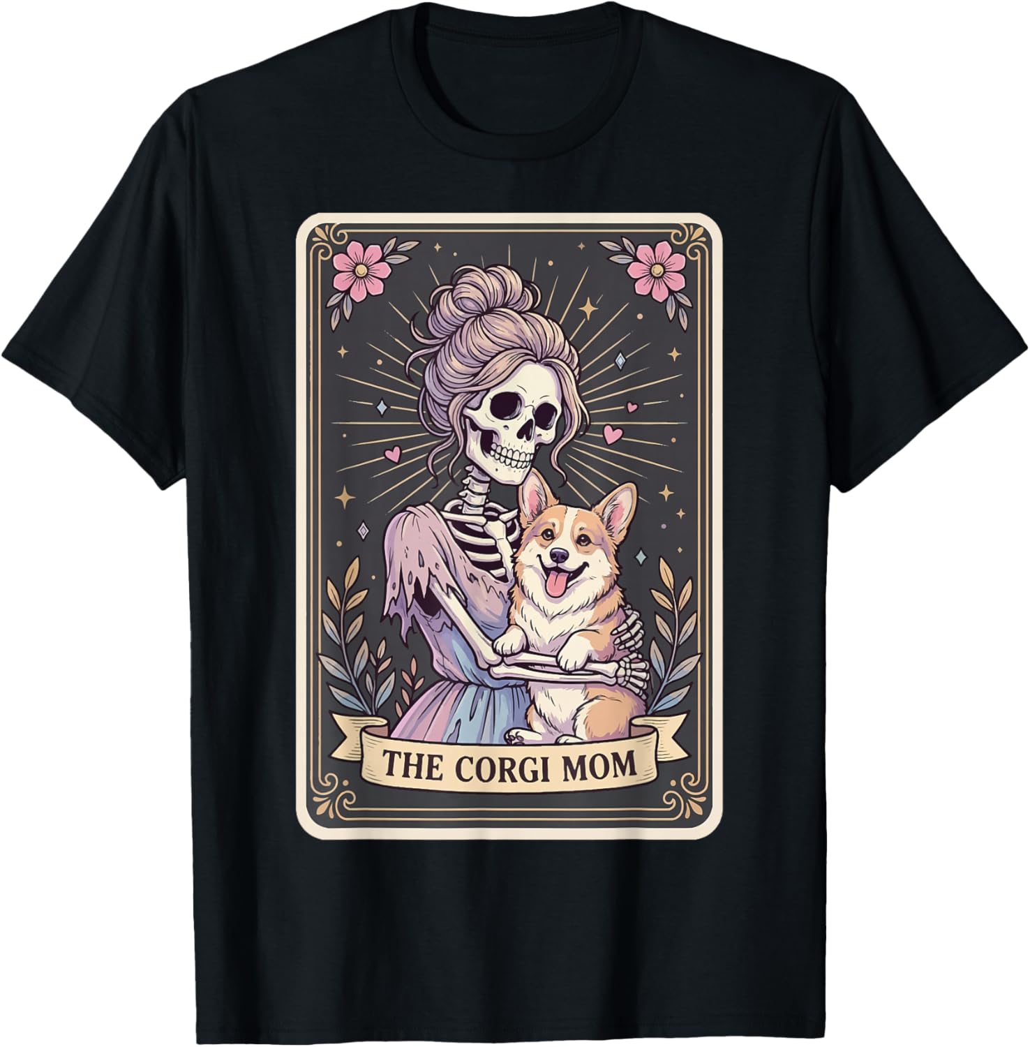 The Corgi Mom Tarot Card T-Shirt - T-Shirt | Black