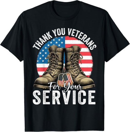 Thank You Veterans for Your Service Veterans Day Men Women T-Shirt - T-Shirt | Black