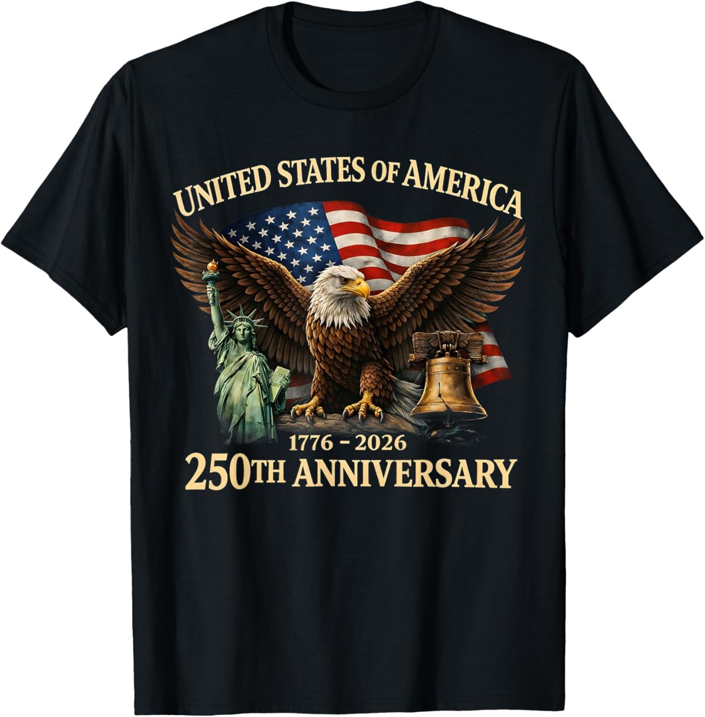 USA 250th Anniversary 250 Year US Flag Gift Women T-Shirt - T-Shirt | Black